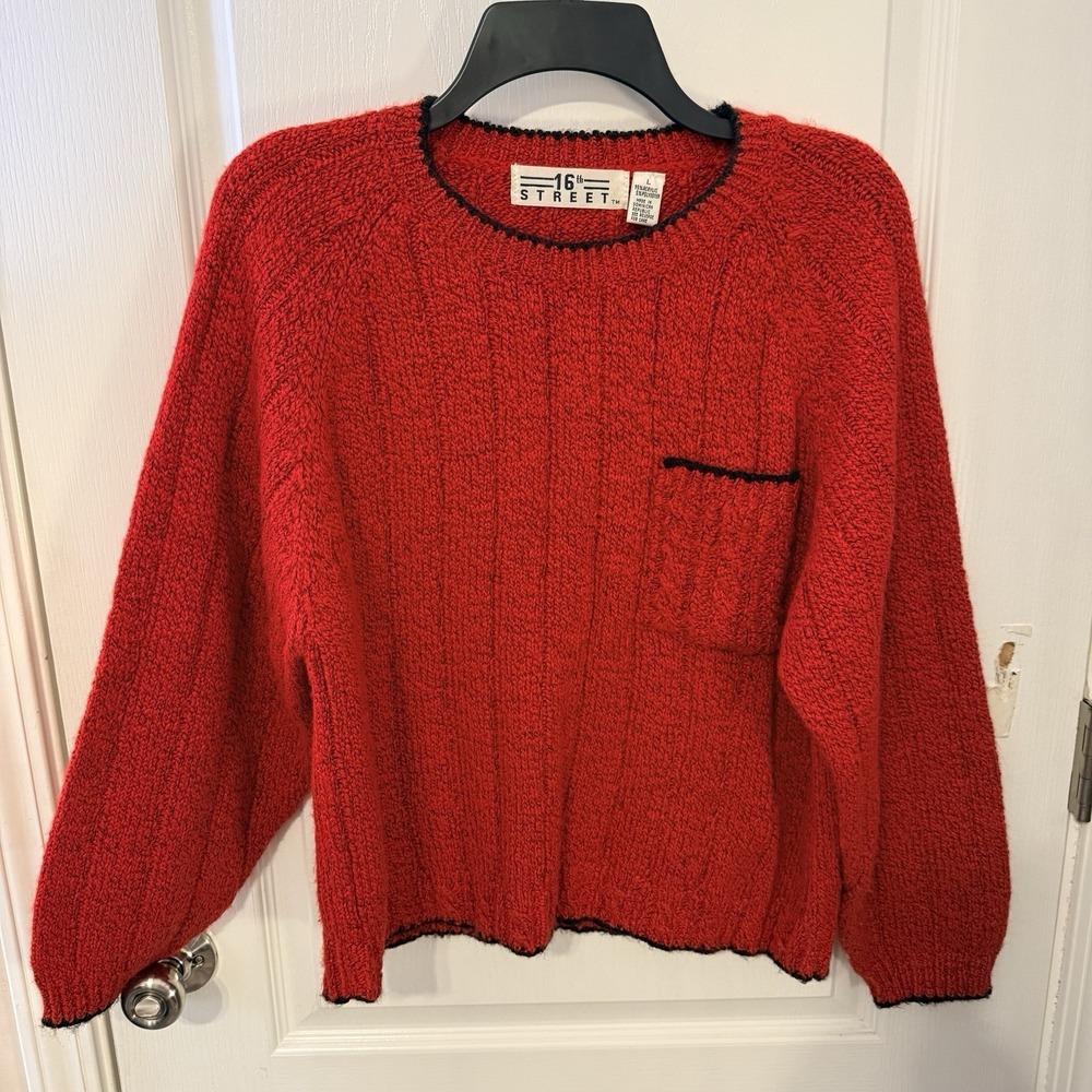 Vintage‎ Ladies Red Sweater 16th Street Size Large